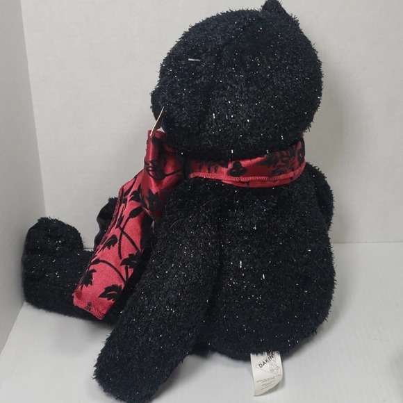 Dakin Black Glitter Bear Plush Red Bow w/Tag by Applause 19" - Picture 5 of 9